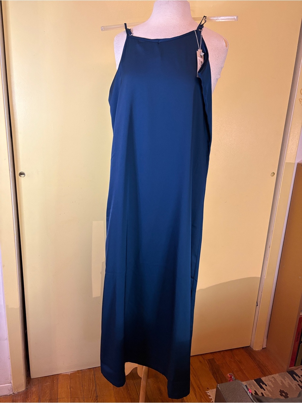 Ginger Teal Maxi Slip Dress. Lined. Small Tall